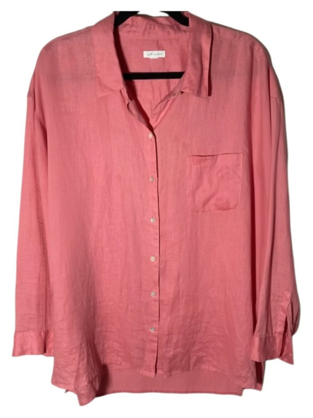 J.Jill Coral/Salmon 100% Linen Love Button Down Shirt/Tunic Size L/XL